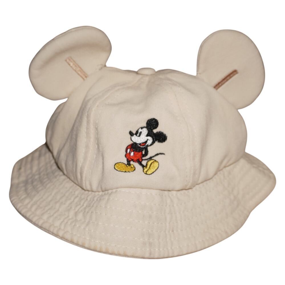 Disney Mickey Mouse Kids Bucket Hat with Ears – Cream White